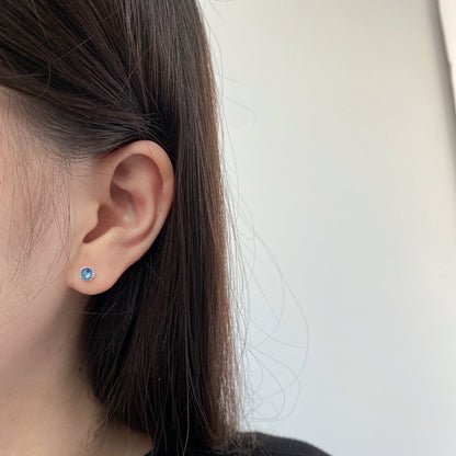 [Lucky Star]Sparkling Colorful Round Shape Earrings