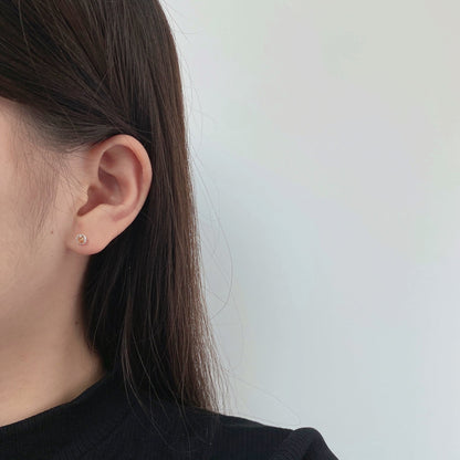 [Lucky Star]Sparkling Colorful Round Shape Earrings