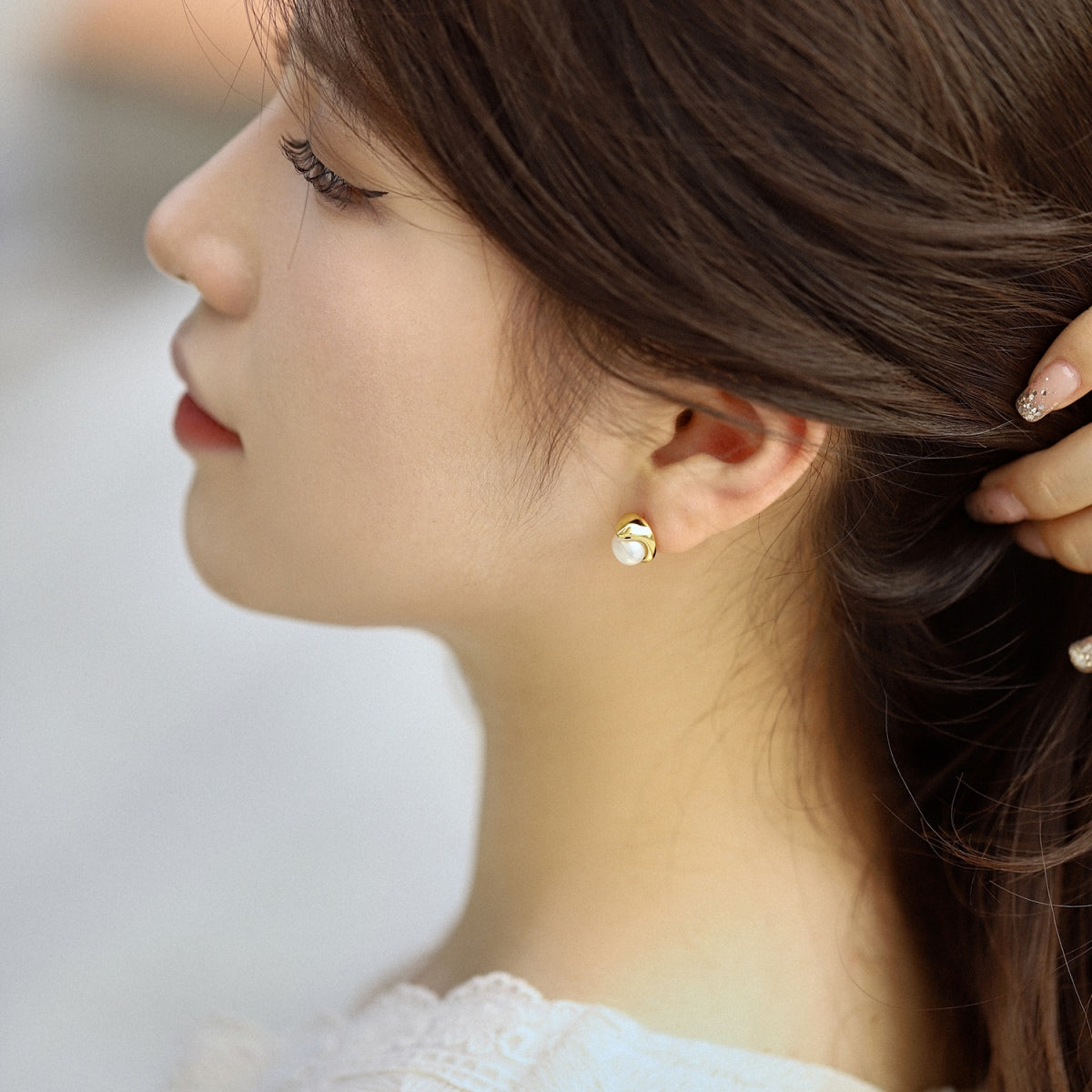 [Lucky Star]Dainty Bread Pearl Earrings