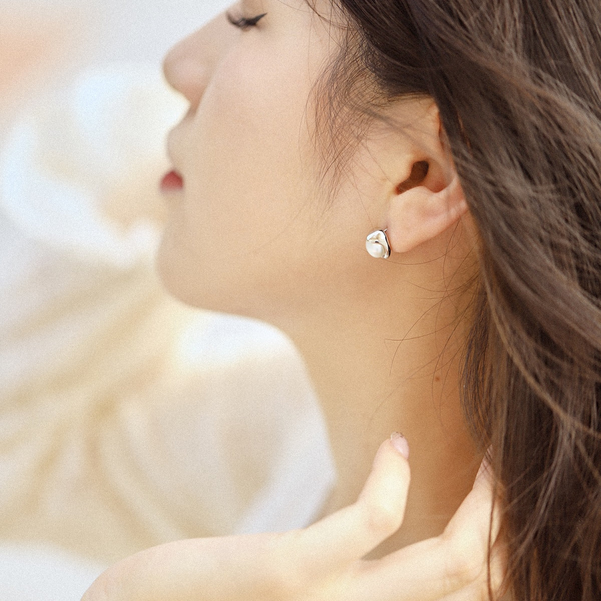 [Lucky Star]Dainty Bread Pearl Earrings