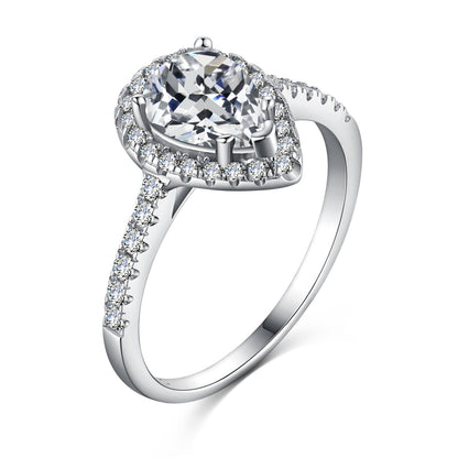 [Lucky Star]1.0 Carat Luxurious Resplendent Water Drop Shape Wedding Ring