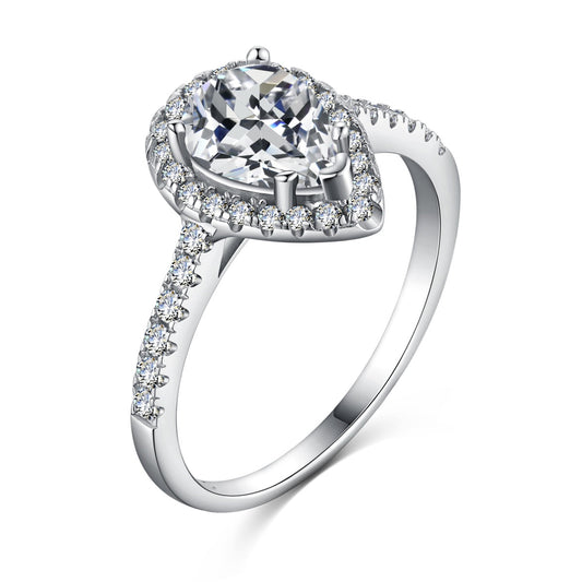 [Lucky Star]1.0 Carat Luxurious Resplendent Water Drop Shape Wedding Ring