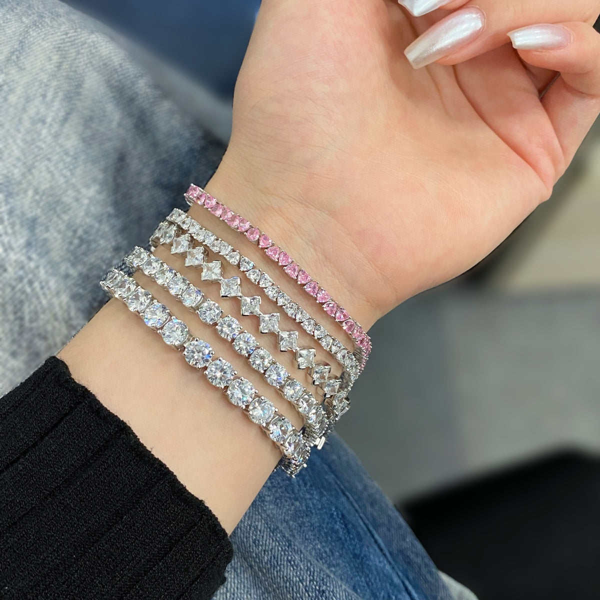 [Lucky Star]0.5 Carat Ornate Princess Cut Daily Bracelet