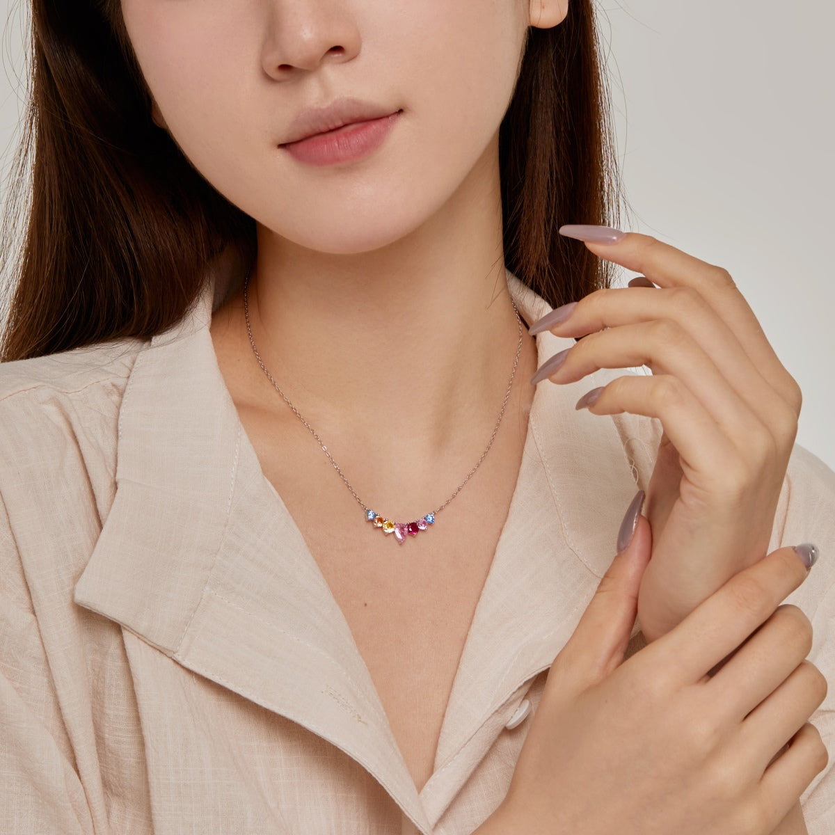 [Lucky Star]Dainty Colorful Heart Necklace