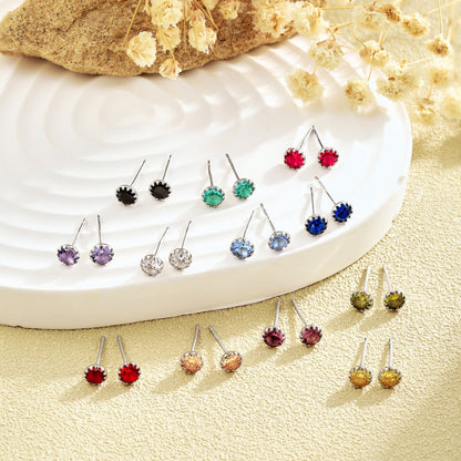 [Lucky Star]Sparkling Colorful Round Shape Earrings