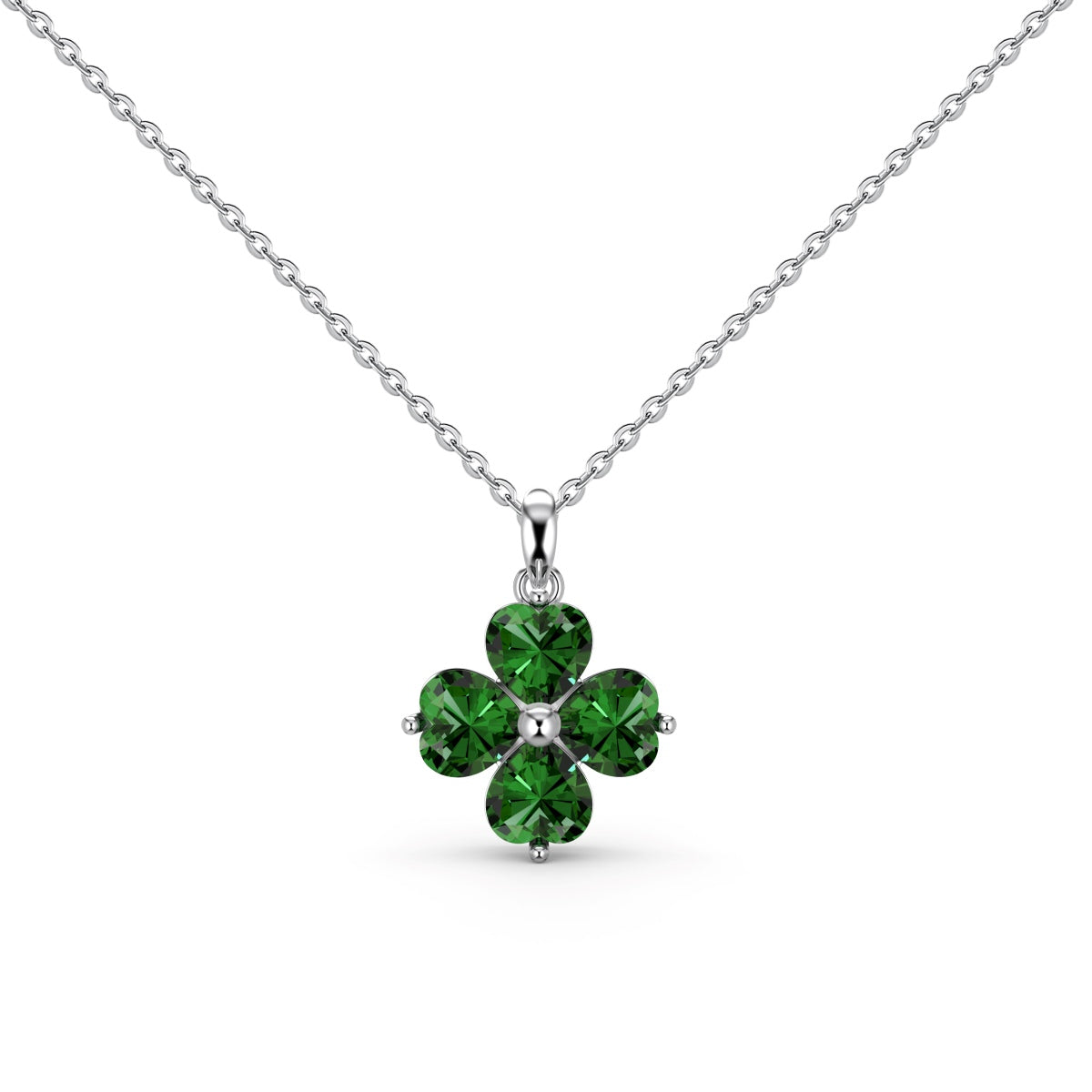 [Lucky Star]Heart-Shaped Four-Leaf Clover Bead Necklace