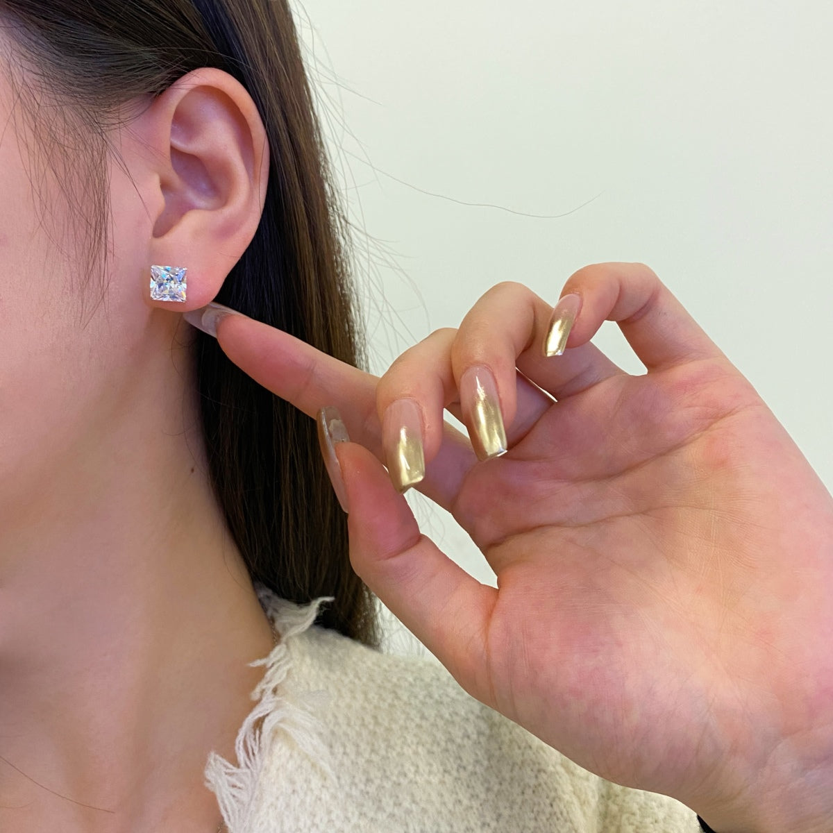 [Lucky Star]Ornate Square Shape Earrings