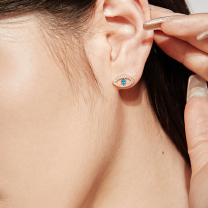 [Lucky Star]Blue Devil Eyes Hollow Stud Earrings