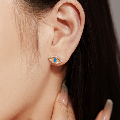 [Lucky Star]Blue Devil Eyes Hollow Stud Earrings