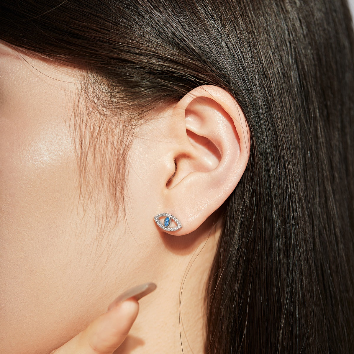 [Lucky Star]Blue Devil Eyes Hollow Stud Earrings