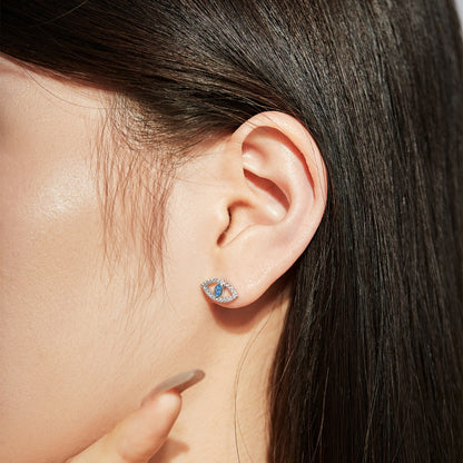 [Lucky Star]Blue Devil Eyes Hollow Stud Earrings