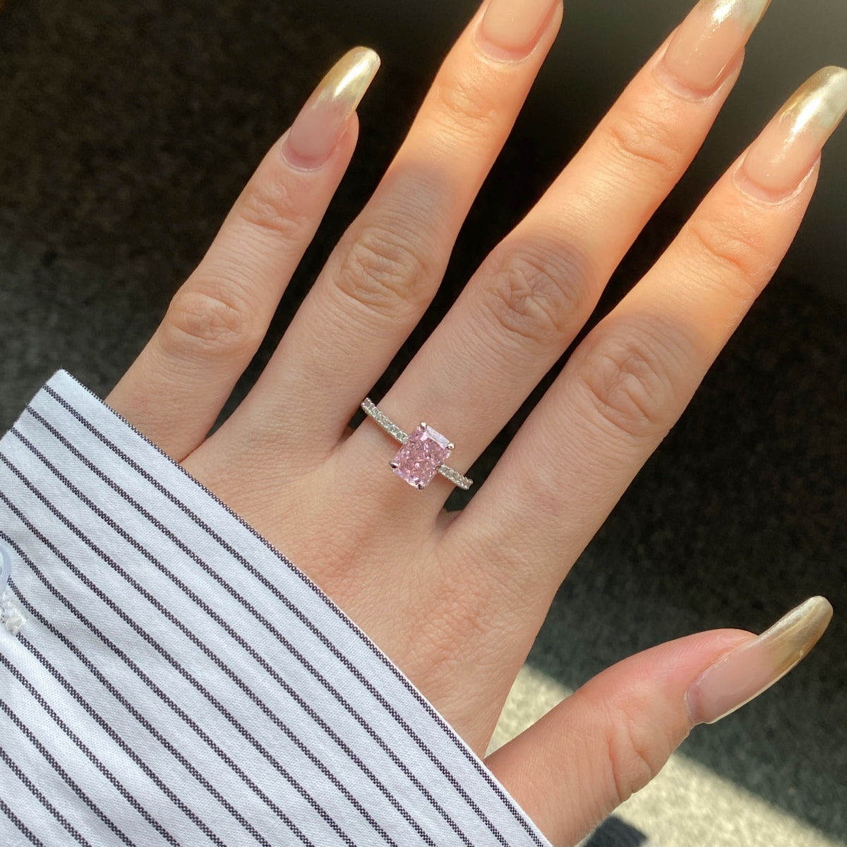 [Lucky Star]2.0 Carat Dazzling Sparkling Radiant Cut Party Ring