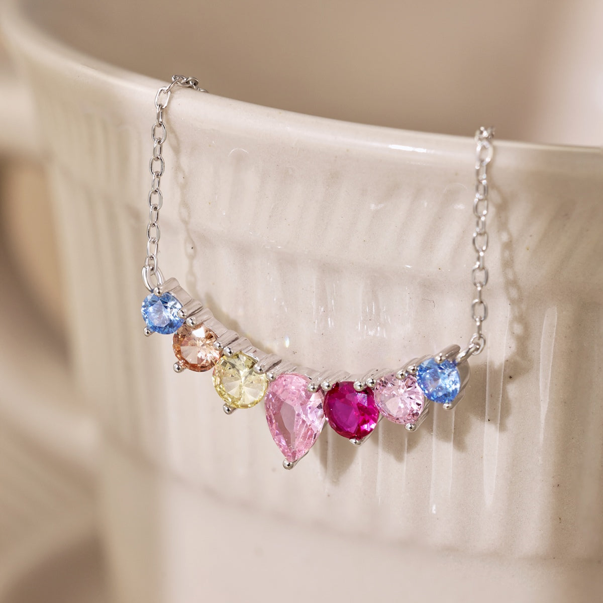 [Lucky Star]Dainty Colorful Heart Necklace