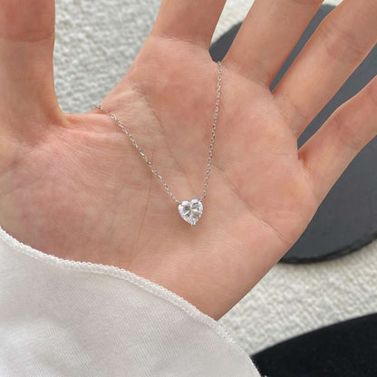 [Lucky Star]Heart Shape Main Stone Pendant Collarbone Necklace