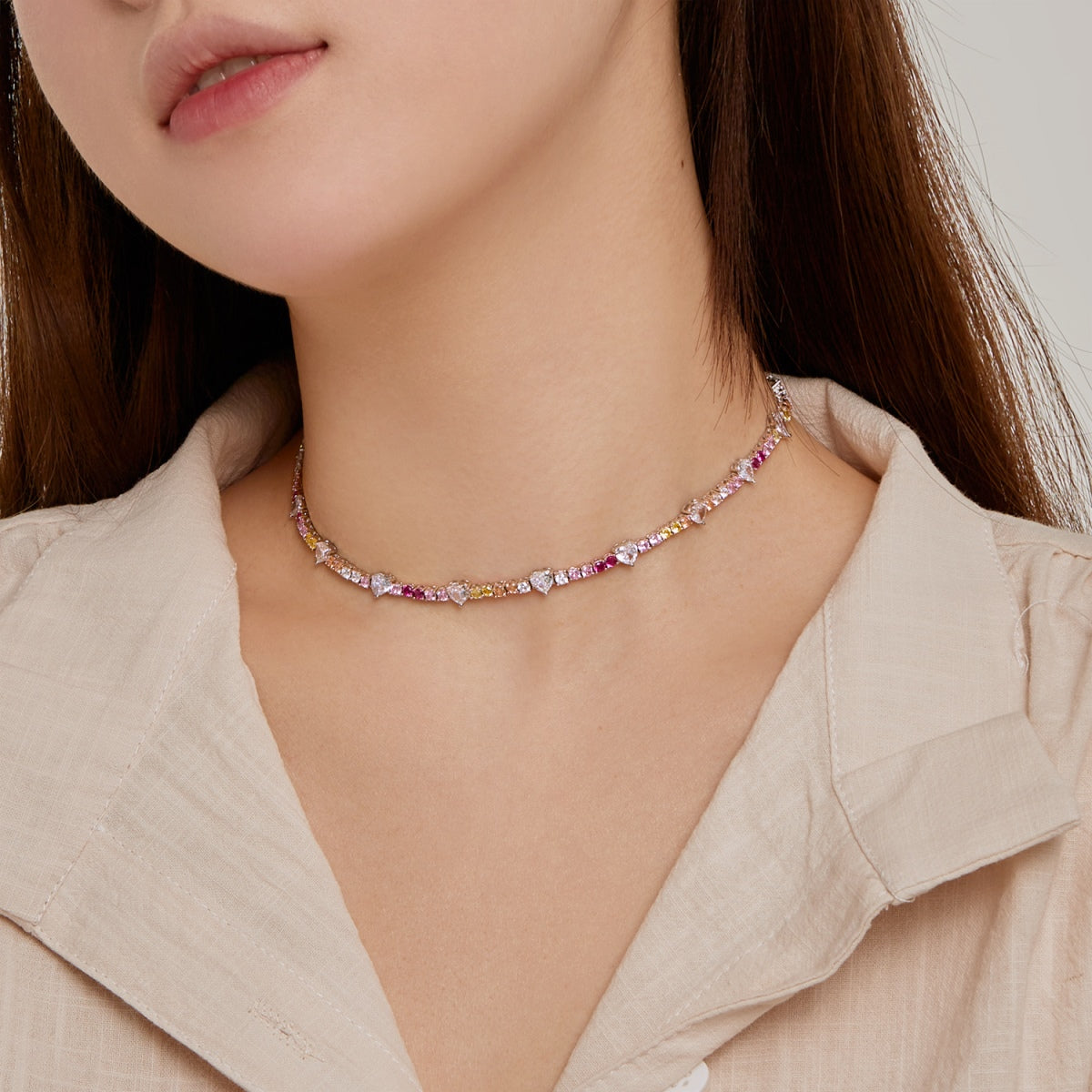 [Lucky Star]Delicate Colorful Rainbow Tennis Chain