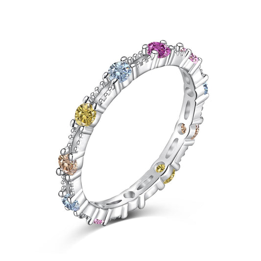 [Lucky Star]Sparkling Colorful Round Cut Tennis Ring