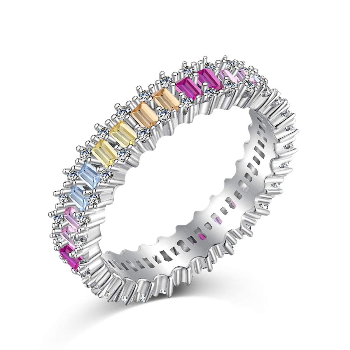 [Lucky Star]Splashy Ornate Emerald Cut Cocktail Ring