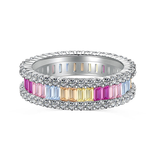 [Lucky Star]Dainty Kaleidoscopic Emerald Cut Daily Ring