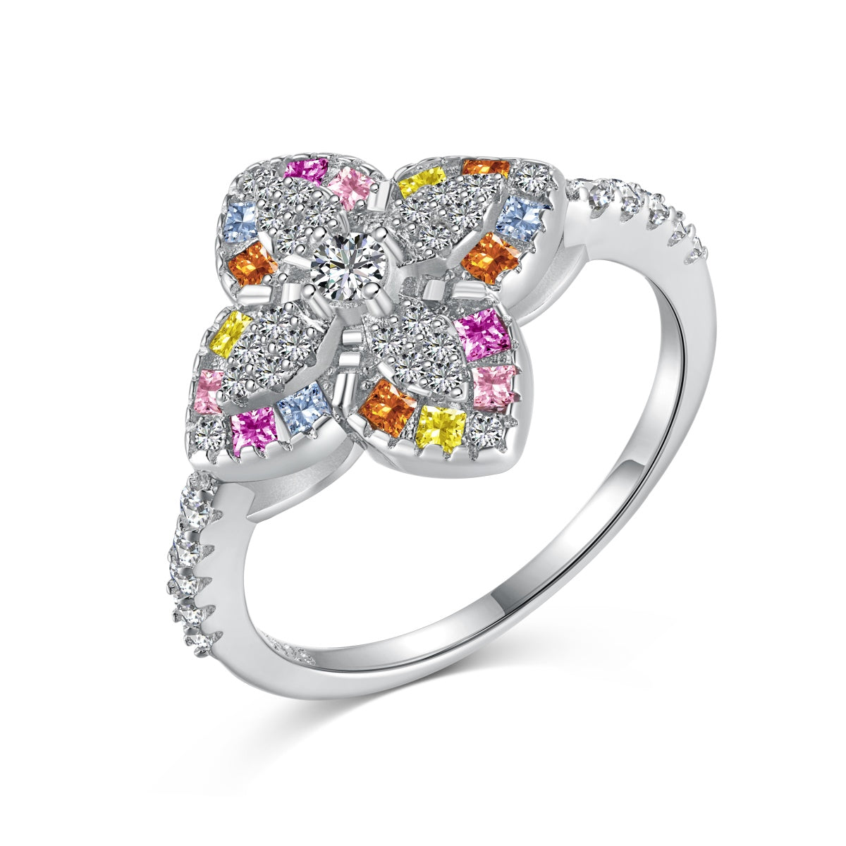 [Lucky Star]Luxurious Colorful Flower Shape Banquet Ring