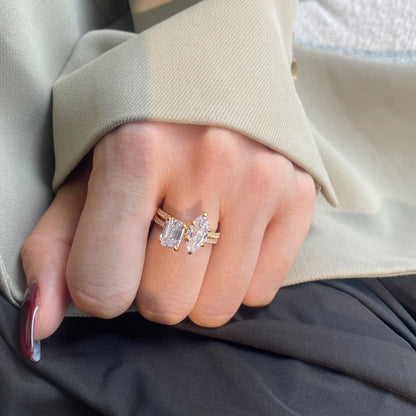 [Lucky Star]2.0 Carat Scintillating Ornate Radiant Cut Party Ring