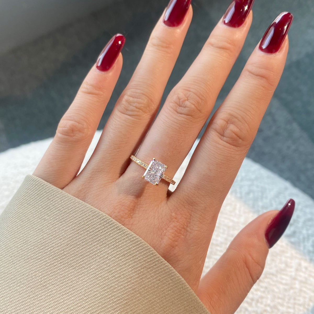[Lucky Star]2.0 Carat Dazzling Sparkling Radiant Cut Party Ring