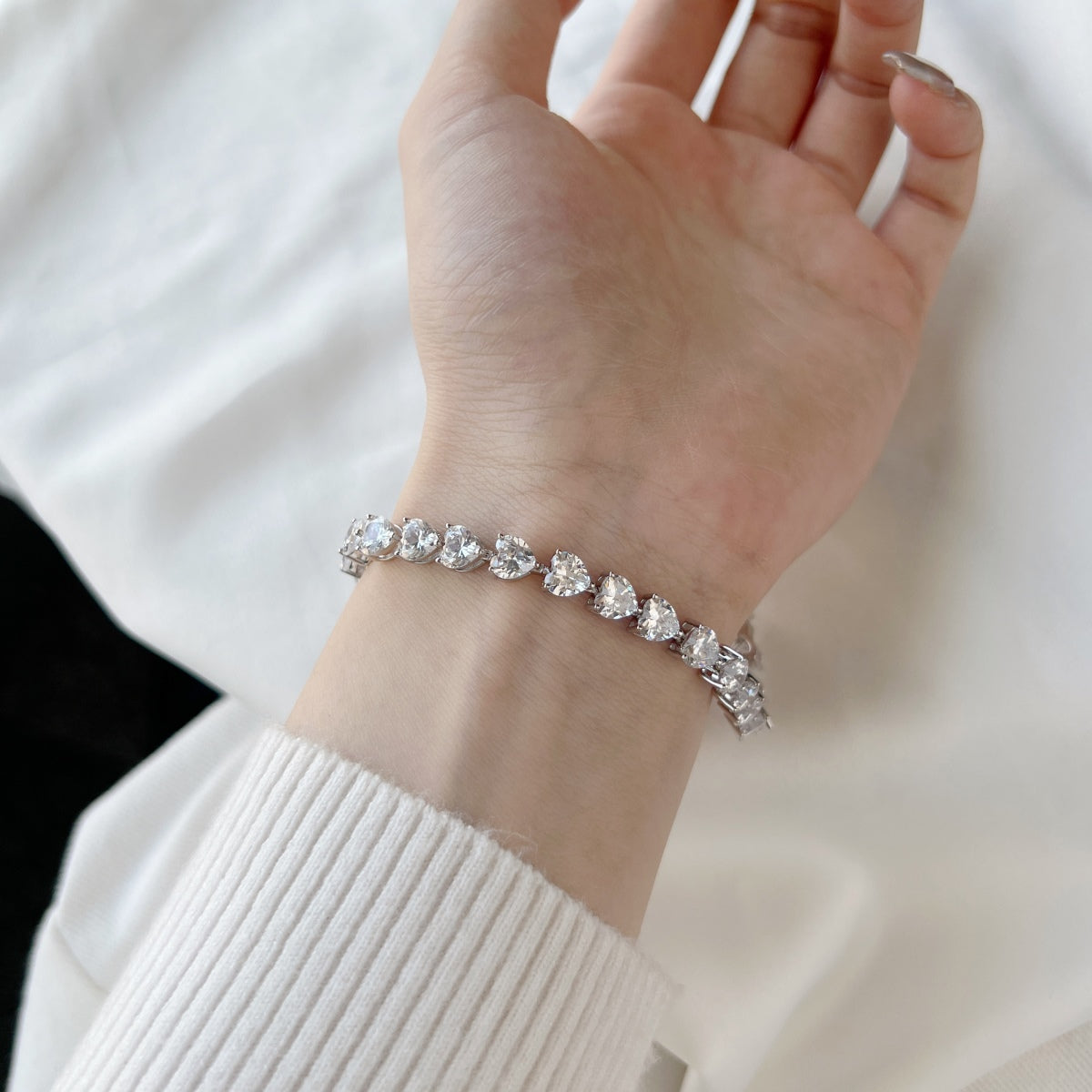 [Lucky Star]0.75 Carat Elegant Romantic Heart Shape Lover Bracelet