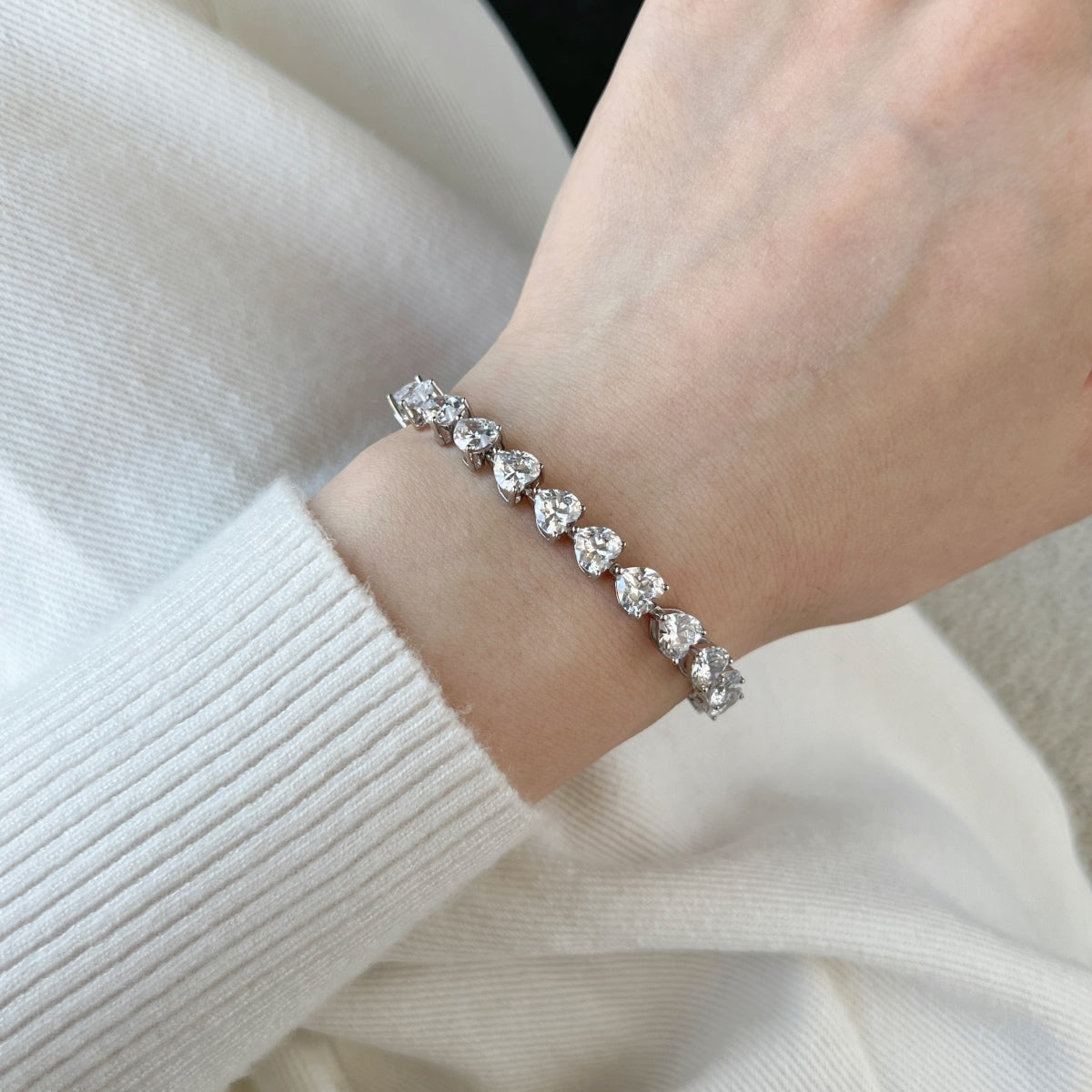 [Lucky Star]0.75 Carat Elegant Romantic Heart Shape Lover Bracelet
