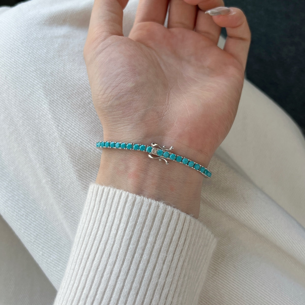 [Lucky Star]Dainty Charming Round Cut Tennis Bracelet
