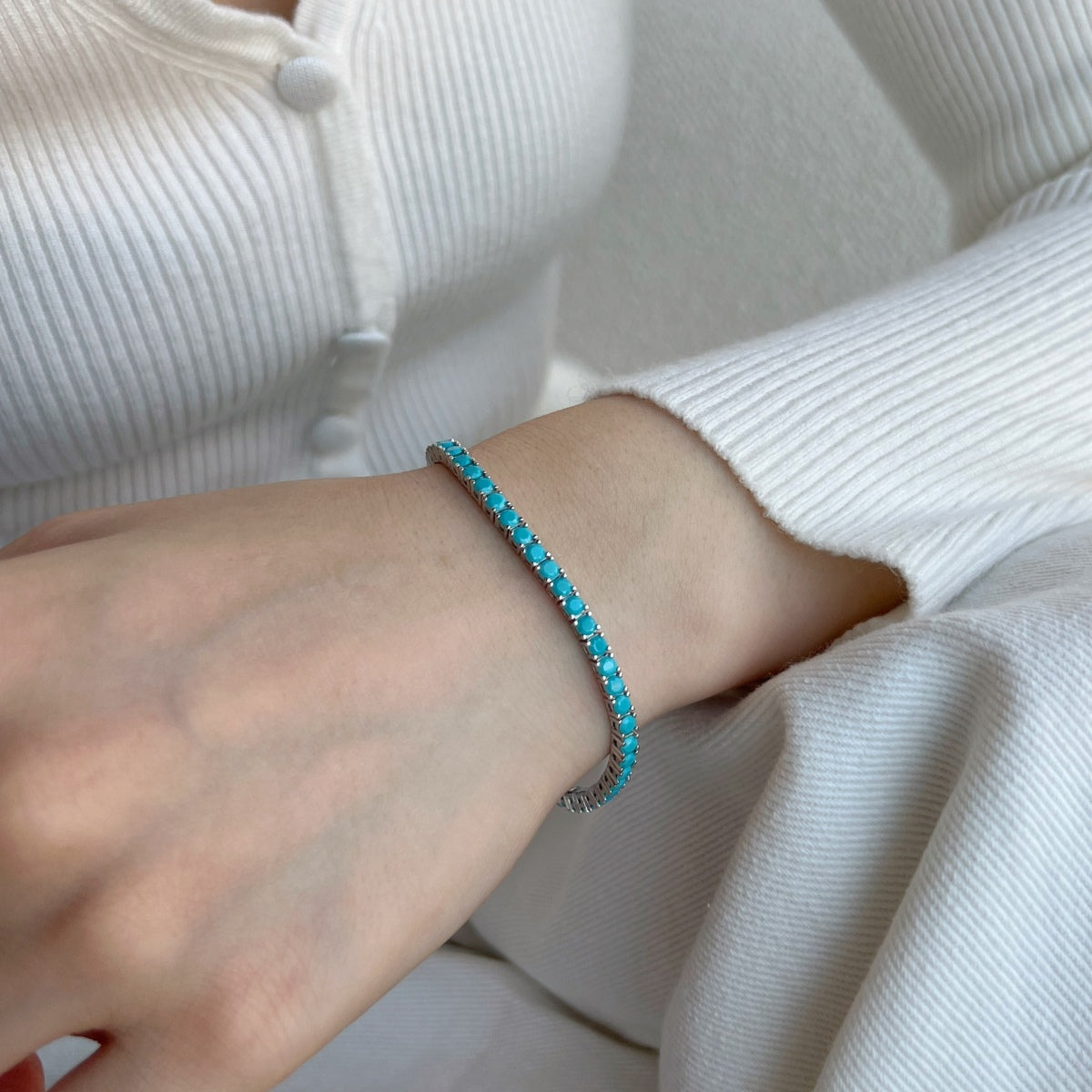 [Lucky Star]Dainty Charming Round Cut Tennis Bracelet