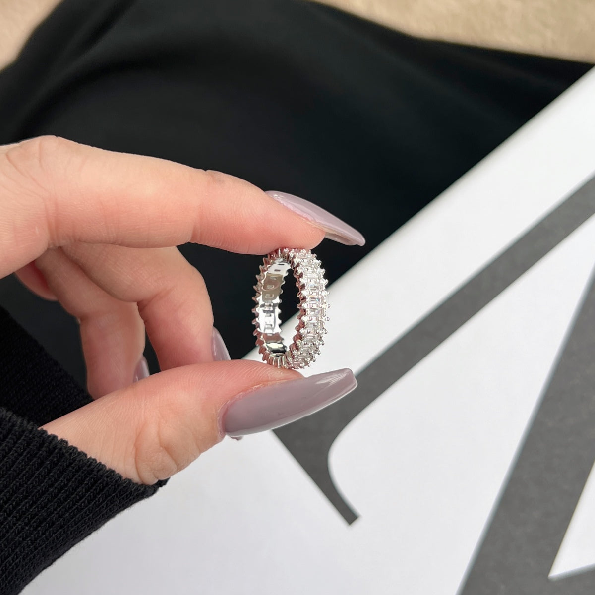 [Lucky Star]Splashy Ornate Emerald Cut Cocktail Ring