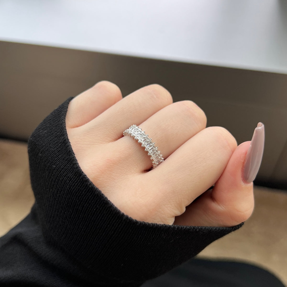 [Lucky Star]Splashy Ornate Emerald Cut Cocktail Ring