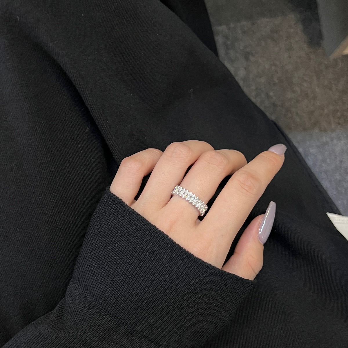 [Lucky Star]Splashy Ornate Emerald Cut Cocktail Ring