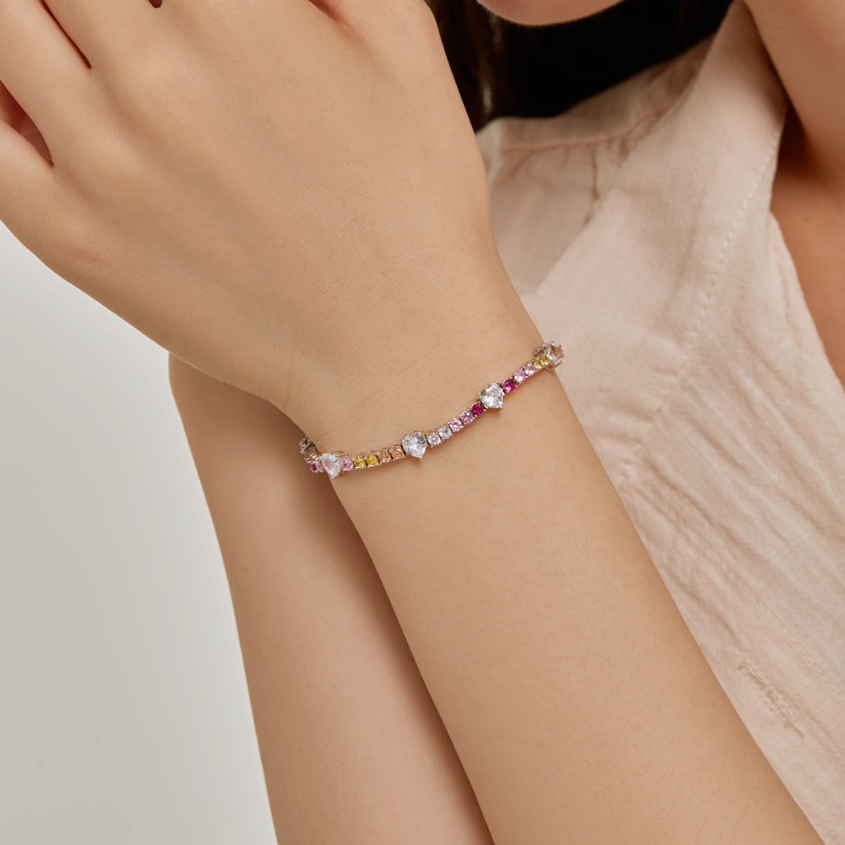 [Lucky Star]Romantic Heart Shape Round Cut Lover Bracelet