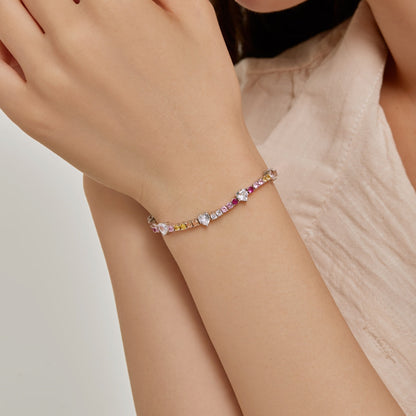 [Lucky Star]Romantic Heart Shape Round Cut Lover Bracelet
