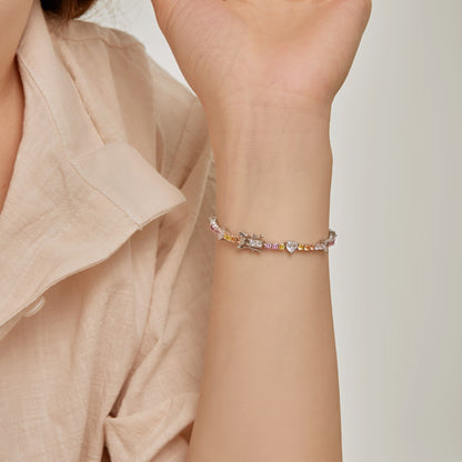 [Lucky Star]Romantic Heart Shape Round Cut Lover Bracelet