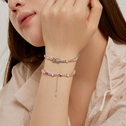 [Lucky Star]Romantic Heart Shape Round Cut Lover Bracelet