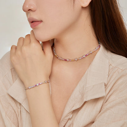 [Lucky Star]Romantic Heart Shape Round Cut Lover Bracelet
