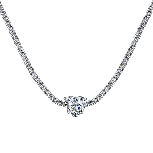 [Lucky Star]2.0 Carat Sparkling Tennis Heart Cut Necklace