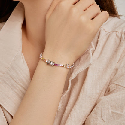 [Lucky Star]Ornate Colorful Butterfly Shape Round Cut Daily Bracelet
