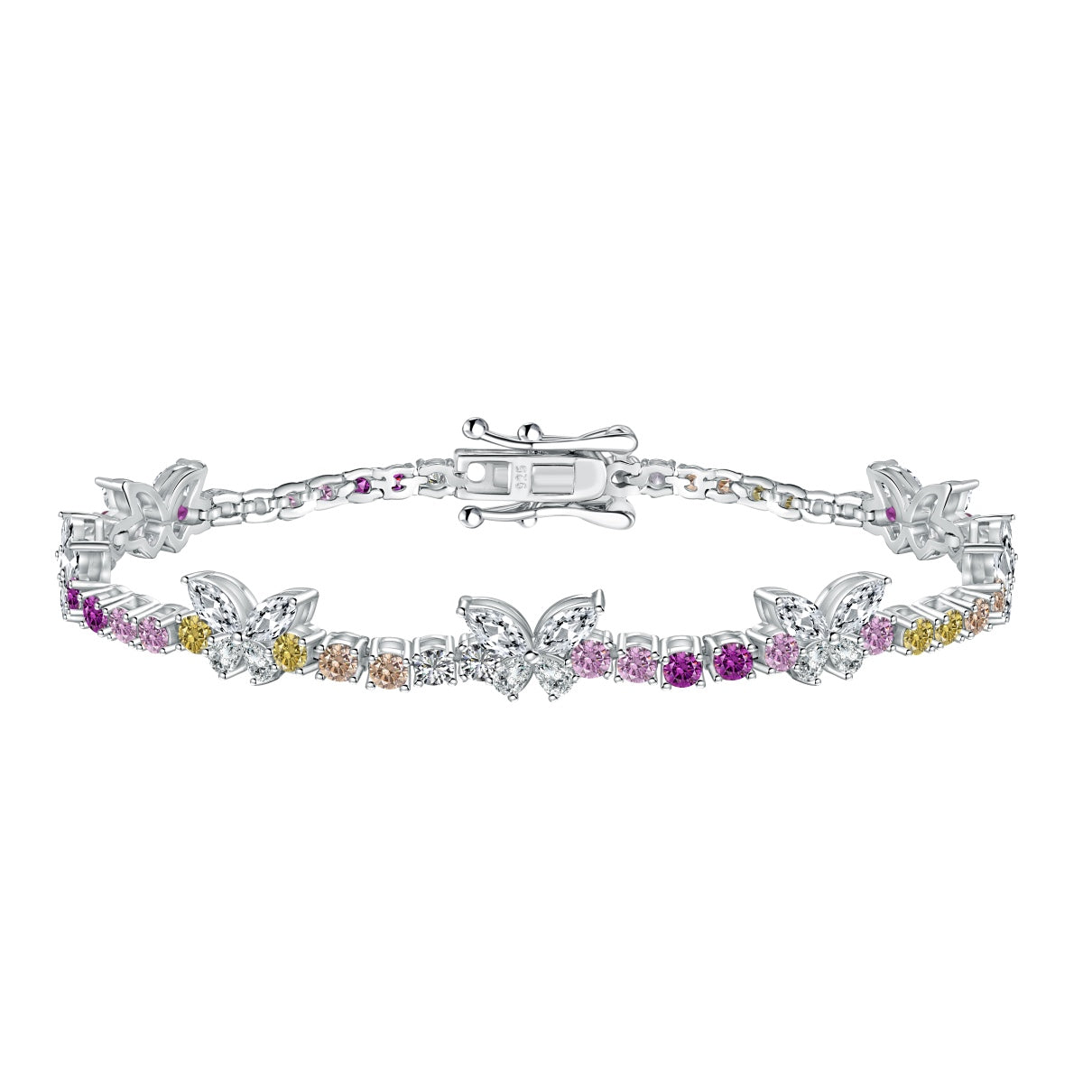 [Lucky Star]Ornate Colorful Butterfly Shape Round Cut Daily Bracelet