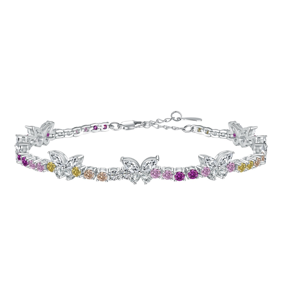 [Lucky Star]Ornate Colorful Butterfly Shape Round Cut Daily Bracelet
