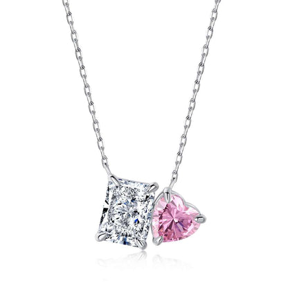 [Lucky Star]Dazzling Square & Heart Shape Necklace