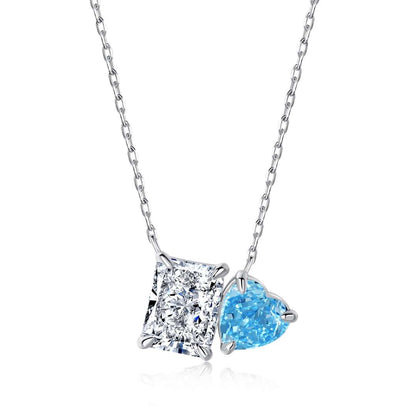 [Lucky Star]Dazzling Square & Heart Shape Necklace