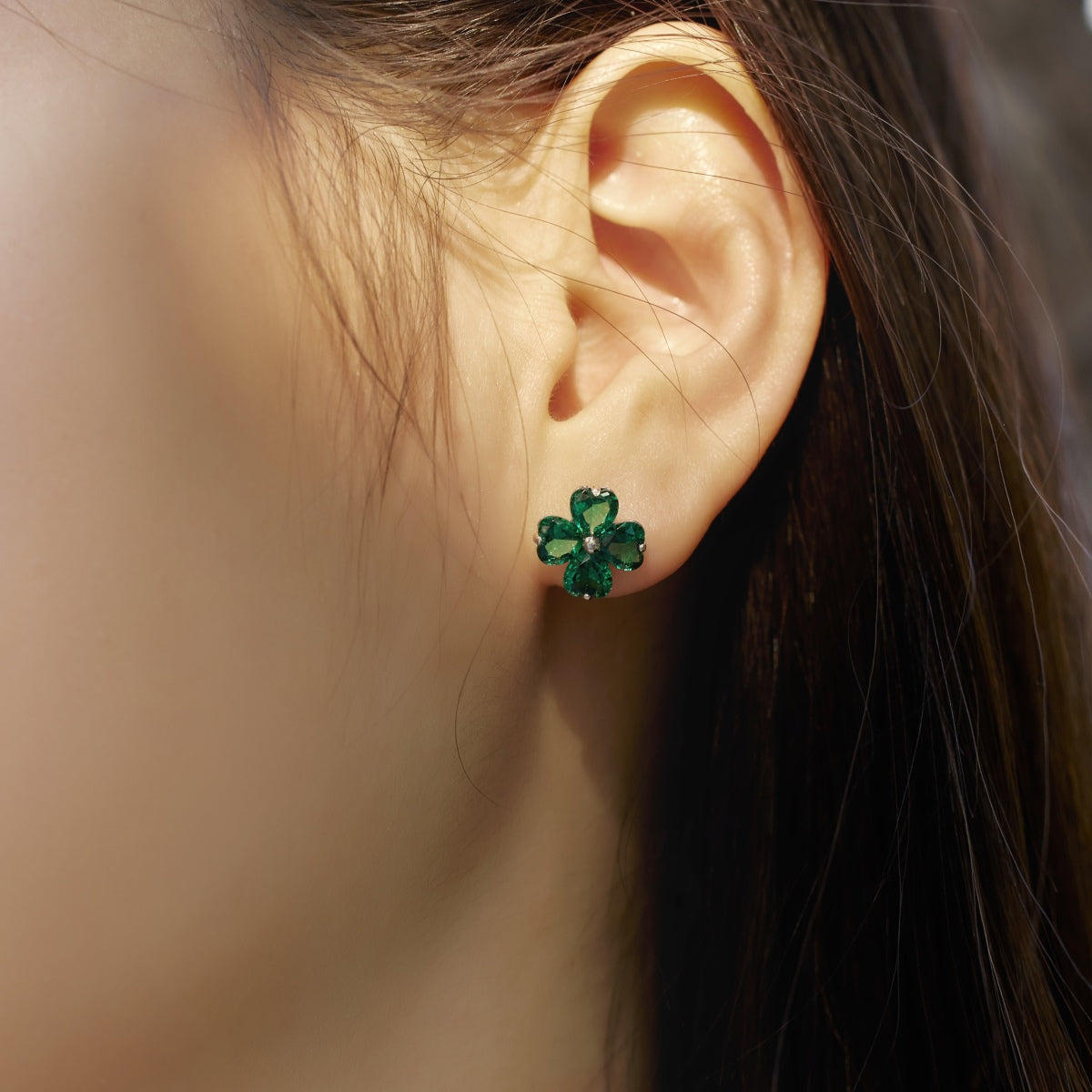 [Lucky Star]Four-Leaf Clover Ball Earrings