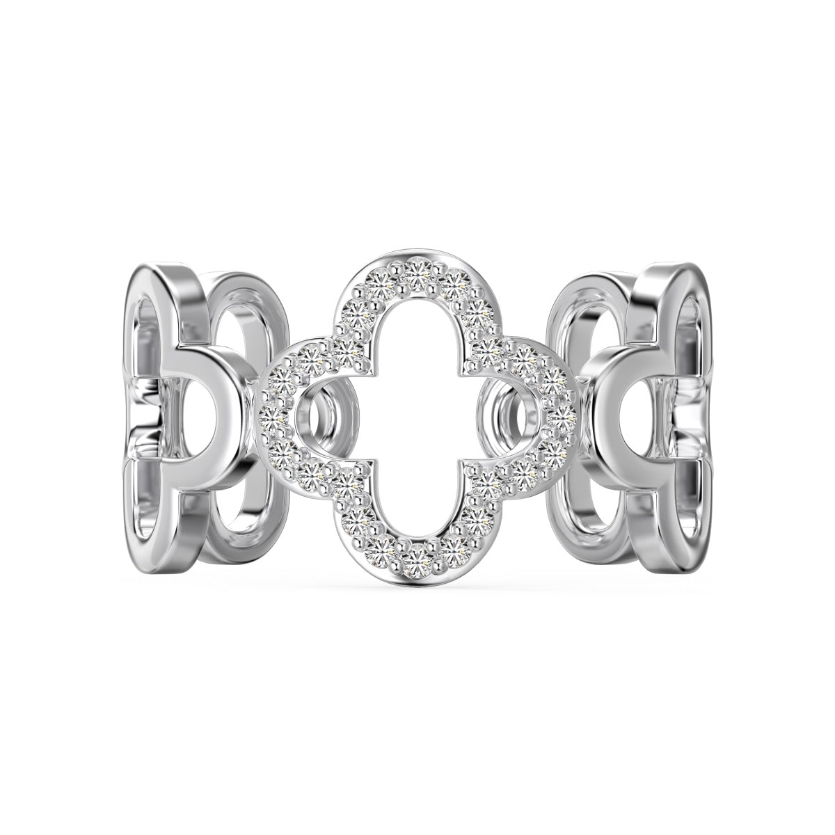 [Lucky Star]Hollow Design Four-Leaf Clover Flower Shape Ring