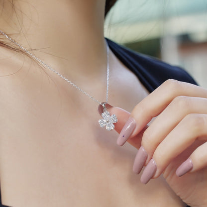 [Lucky Star]Heart-Shaped Four-Leaf Clover Bead Necklace