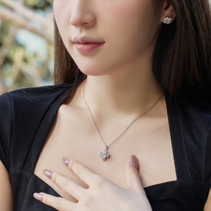 [Lucky Star]Heart-Shaped Four-Leaf Clover Bead Necklace
