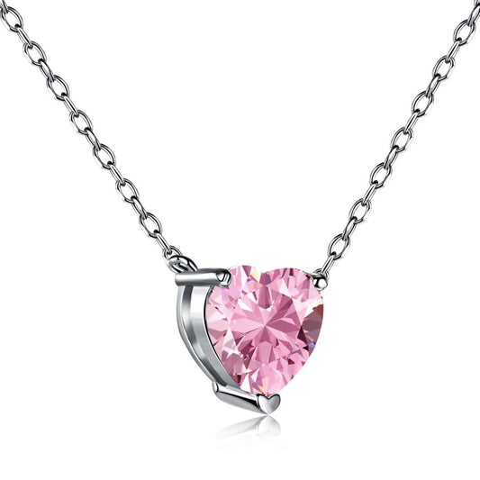 [Lucky Star]Heart Shape Main Stone Pendant Collarbone Necklace