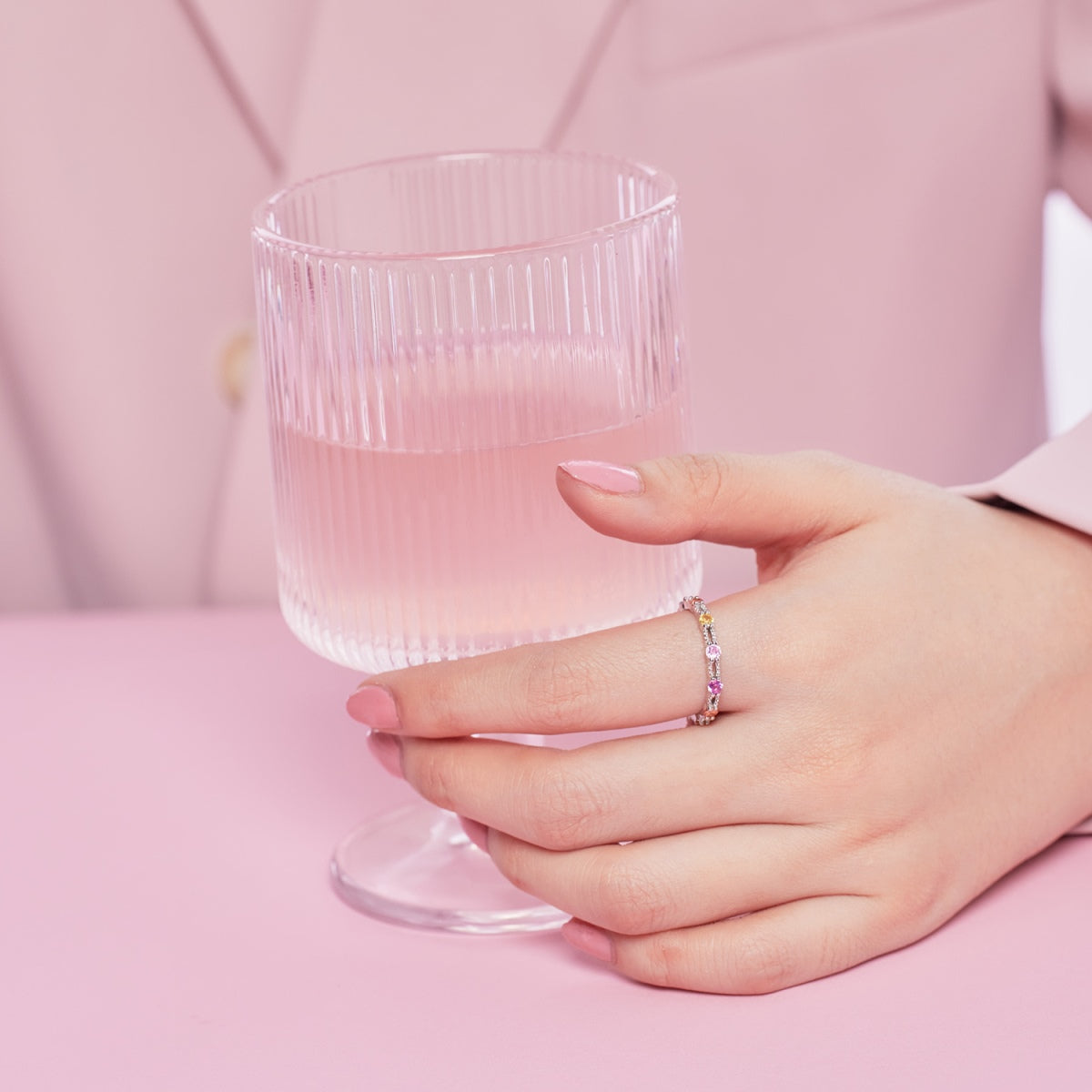 [Lucky Star]Sparkling Colorful Round Cut Tennis Ring