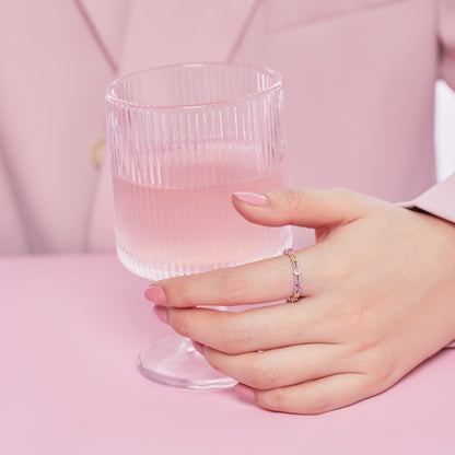 [Lucky Star]Sparkling Colorful Round Cut Tennis Ring